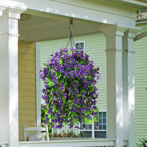Primrue Fairchild Silk Hanging Basket Arrangement in Basket & Reviews